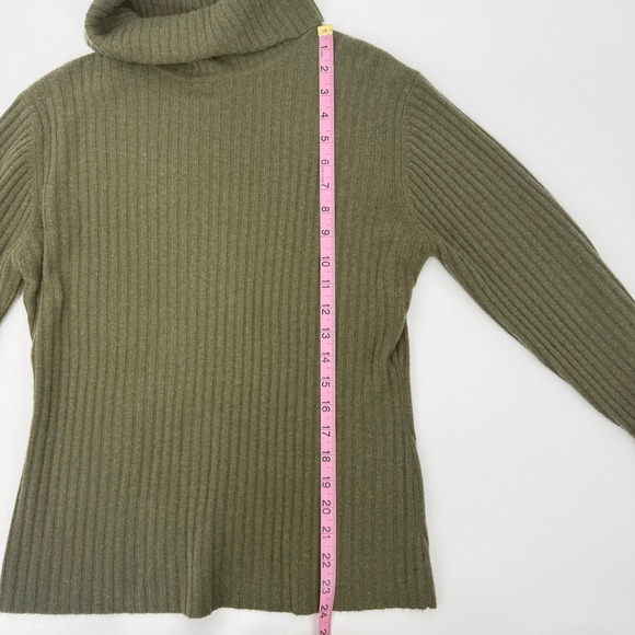 Mendocino Cashmere Olive Green Ribbed Turtleneck Sweater - Picture 8 of 9